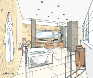 Заказать  online индивидуальный Блиц-дизайн-проект интерьеров квартиры в г. Черновцы  . Ванная комната 17 м2